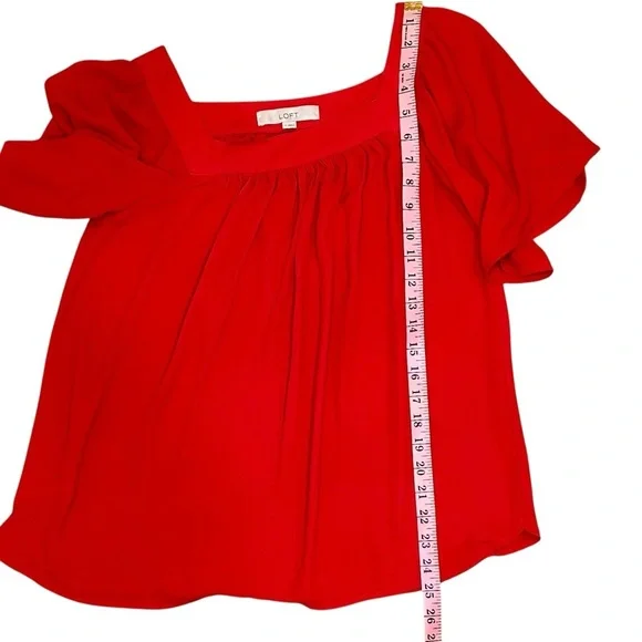 LOFT Square Neck Blouse with Flutter Sleeves Size S - Picture 11 of 11